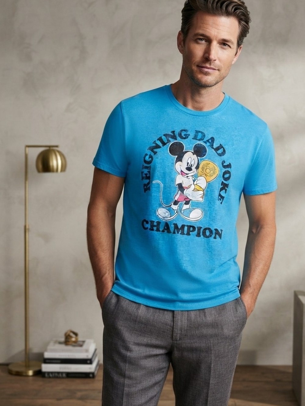 Disney Bright Blue Mickey 'Champion' Graphic Tee